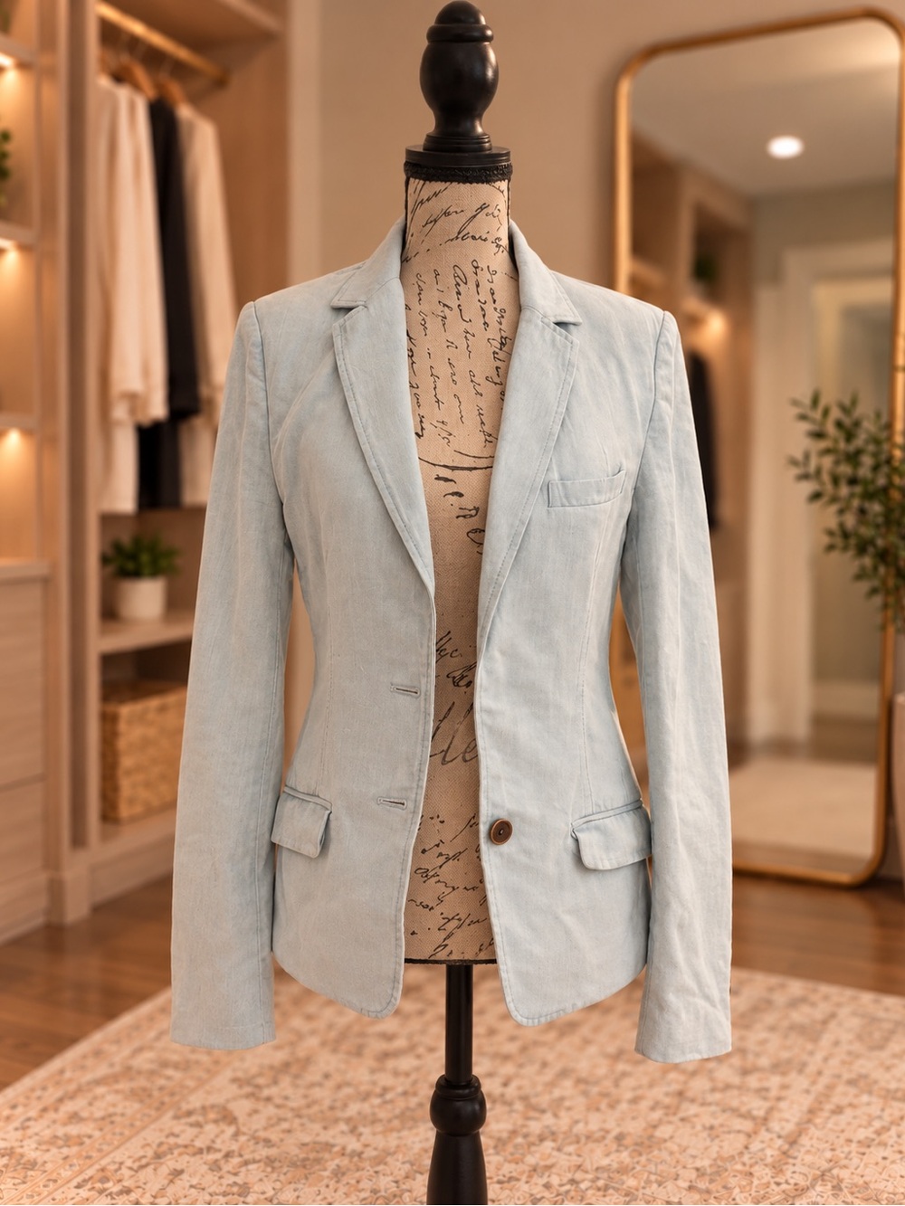 H&M L.O.G.G. Light Chambray Blue Tailored Blazer – Size 8